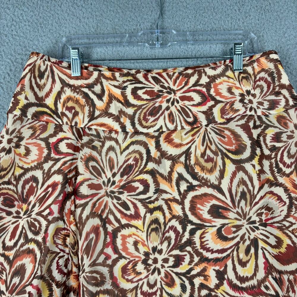 90s Sheer Skirt Sz 16 Boho Hippie Floral Flowy Midi Lined Slit Assymetrical - Picture 2 of 12